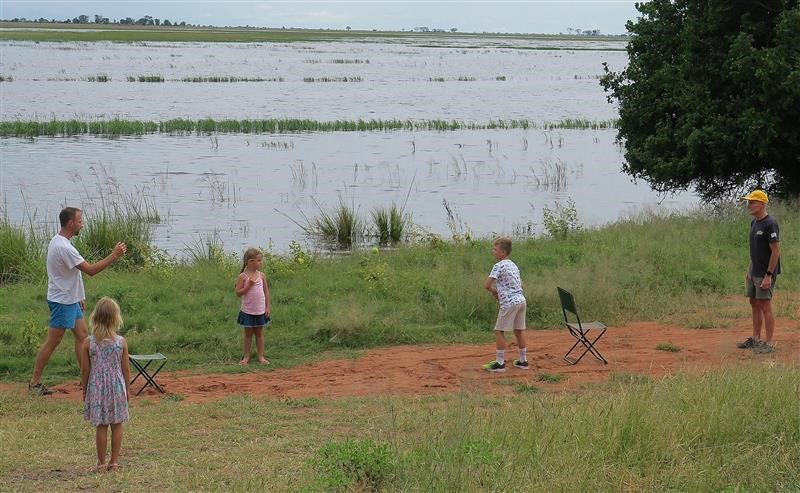 Ryan Laatz, Playing bush cricket with family in the middle of the Okavango Delta, Botswana