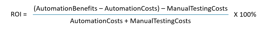 formula to estimate test automation framework ROI