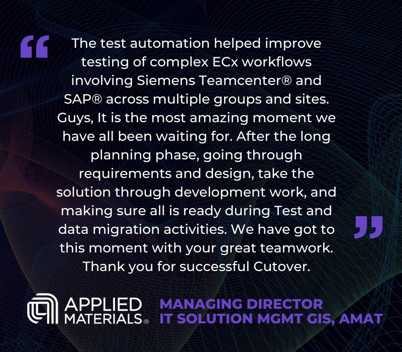 Trissential Expleo Siemen's Testimonial from Applied Materials