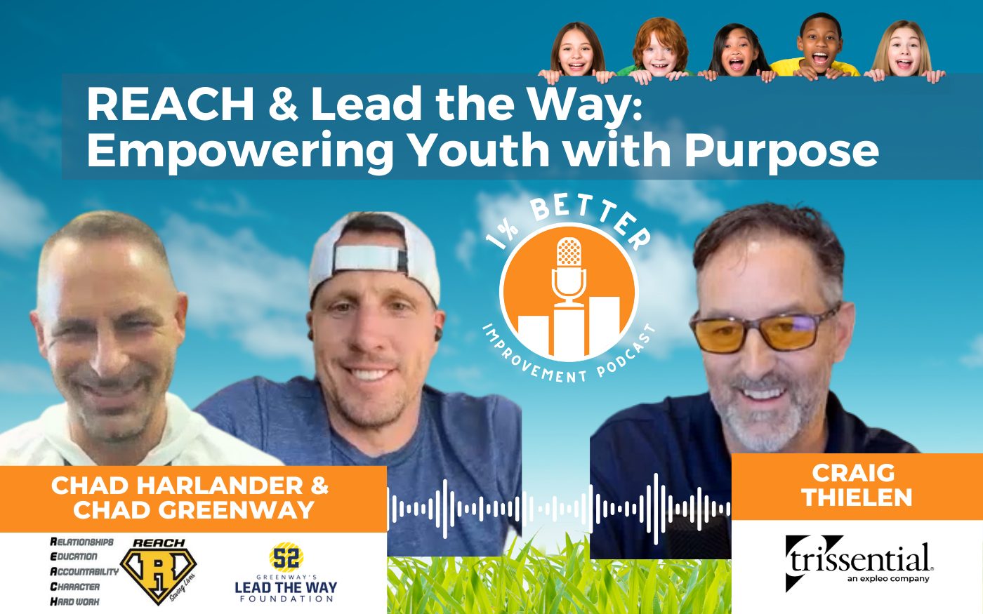 1% Better Podcast featuring guests Chad Harlander with REACH Program and Chad Greenway with Lead the Way Foundation and former Vikings NFL Player